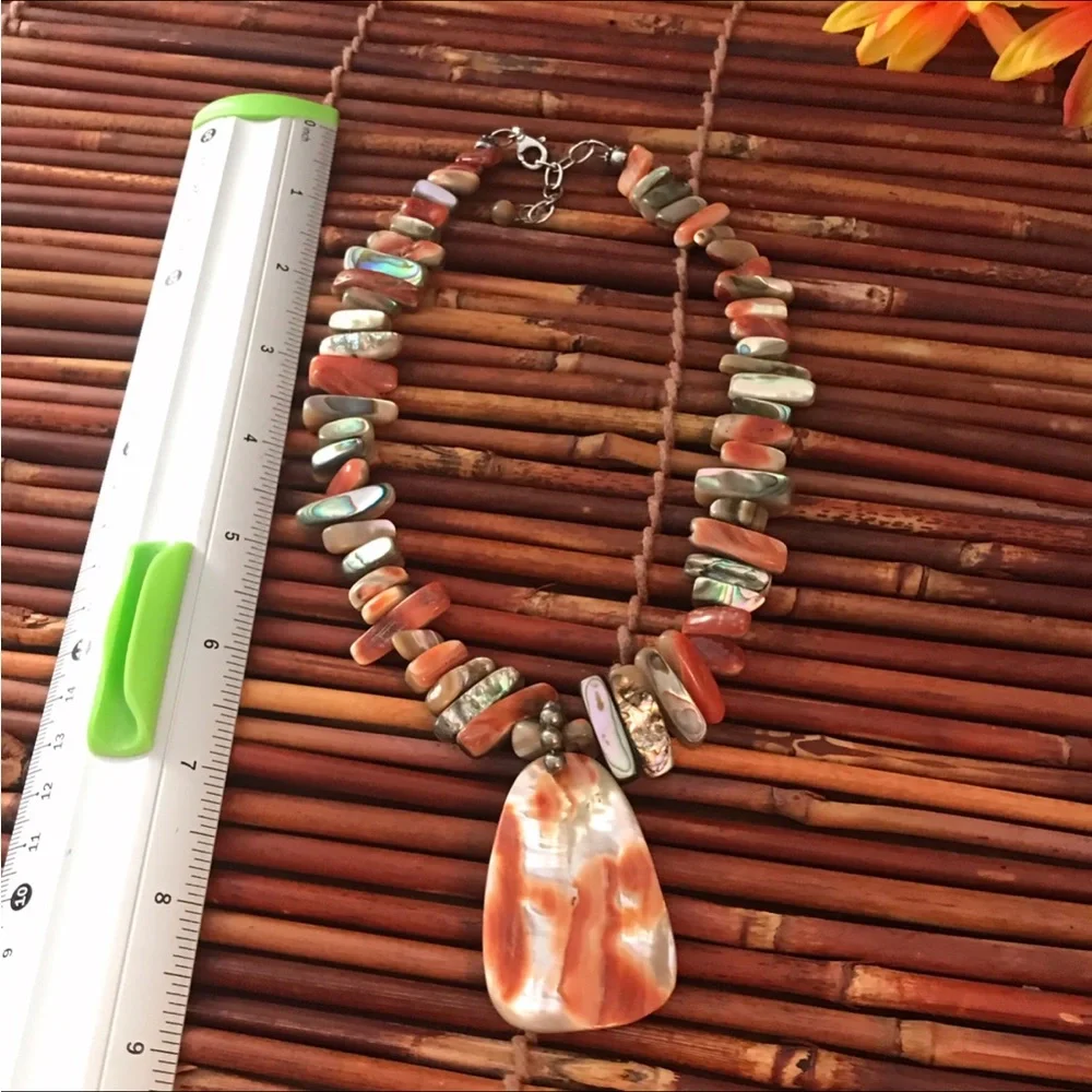 Silpada Sterling Silver Orange Shell Pendant Necklace HTF - Picture 6 of 8